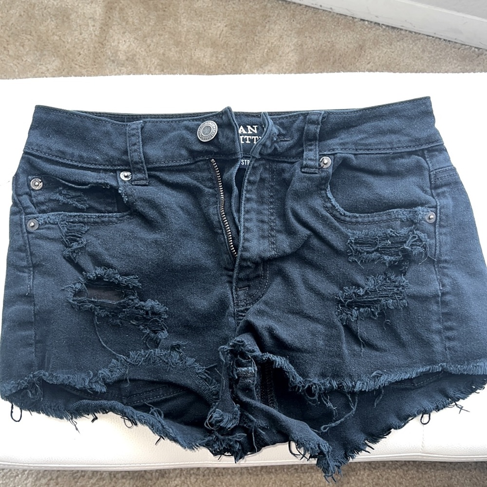 American Eagle black denim shorts